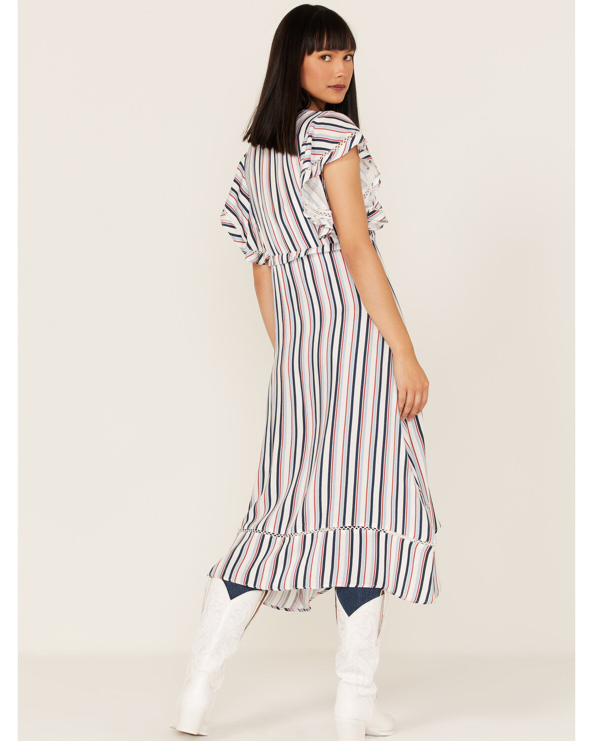 Image #1 - Rock & Roll Denim Women's Americana Stripe Kimono, Red/white/blue, hi-res
