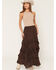 Image #1 - Ashley Women's Tiered Ruffle Maxi Skirt, Chocolate, hi-res