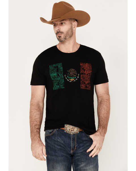 Cody James Men's Tiled Mexico Flag Short Sleeve Graphic T-Shirt, Lt Brown, hi-res