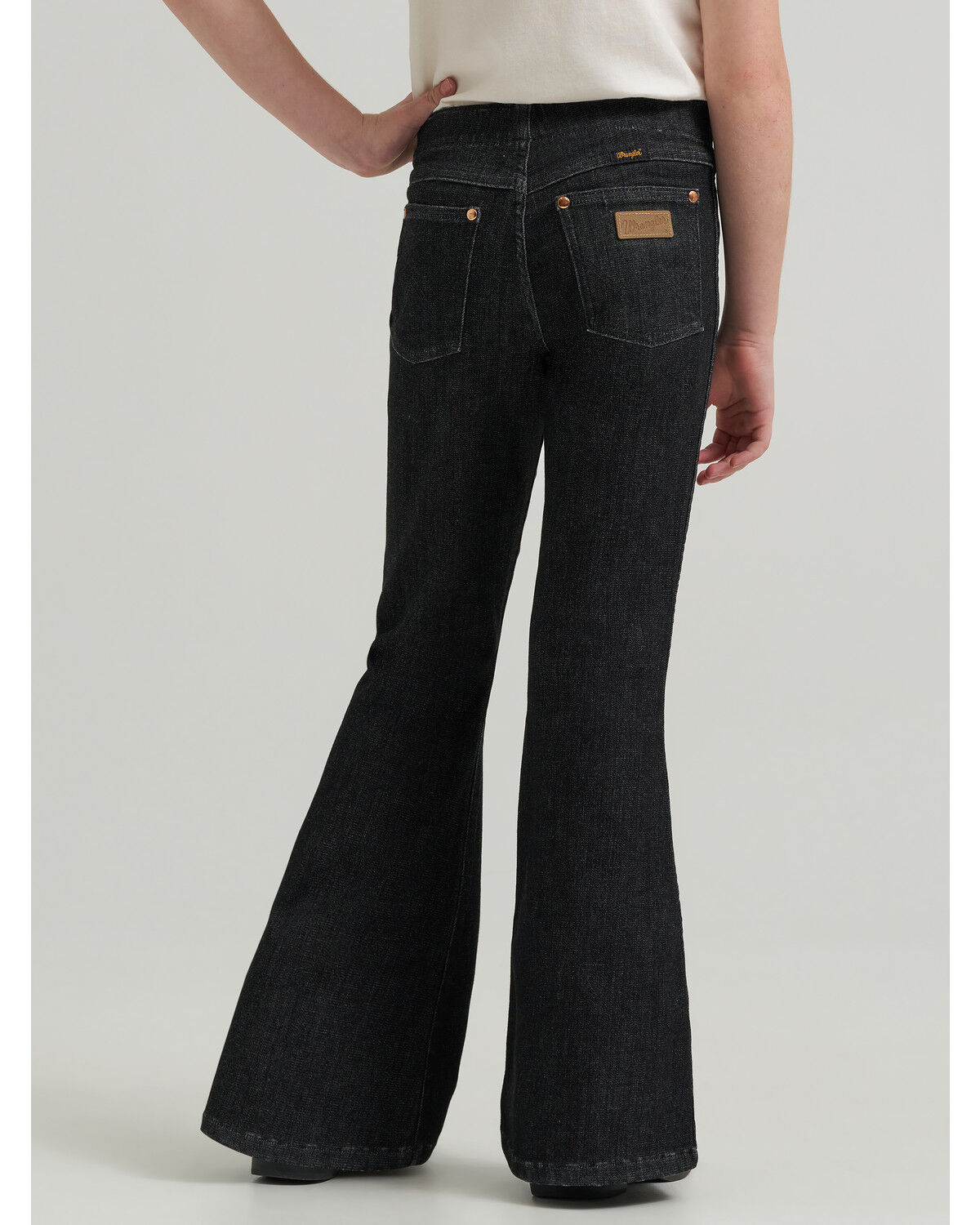 Image #3 - Wrangler X Lainey Wilson Girls' Pull-On Bell Bottoms, Black, hi-res