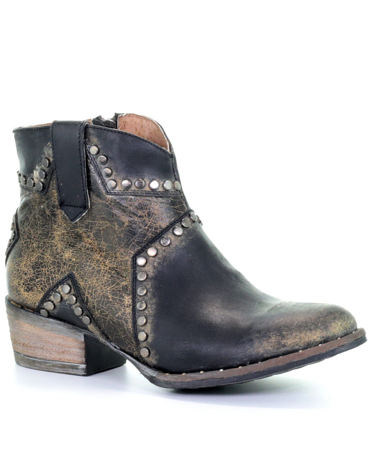 Image #1 - Circle G Women's Black Star Inlay Fashion Booties - Round Toe, , hi-res