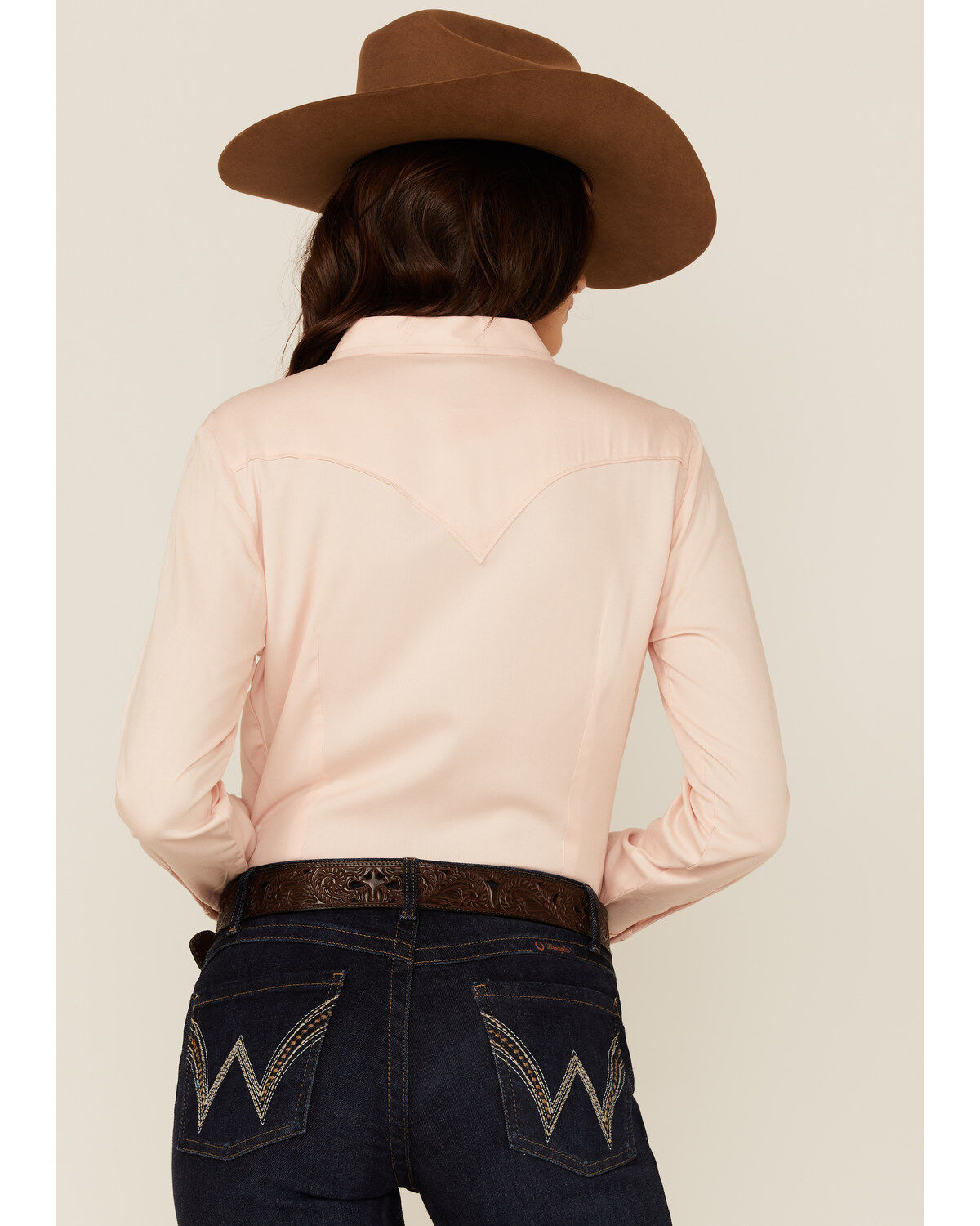 Image #3 - Wrangler Women's Pink Embroidered Cuff Western Snap Shirt, , hi-res