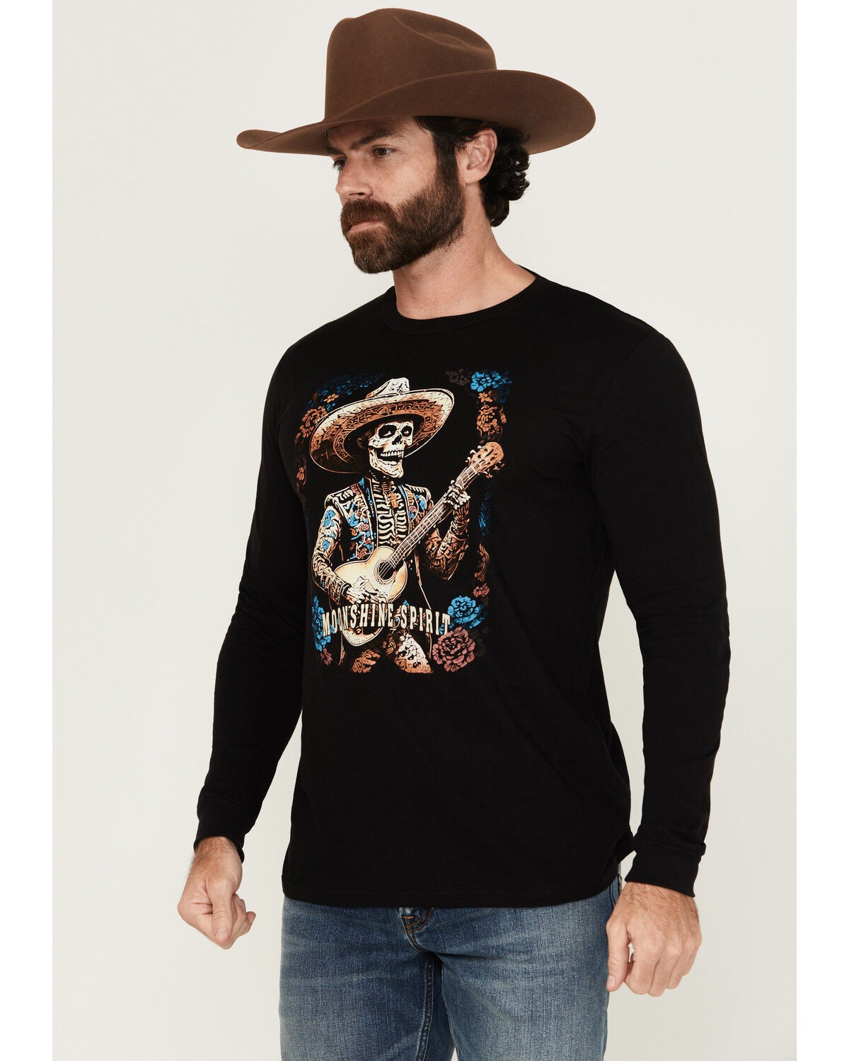 Moonshine Spirit&reg; Men's Solo Guitarist Long Sleeve Graphic T-Shirt, Black, hi-res