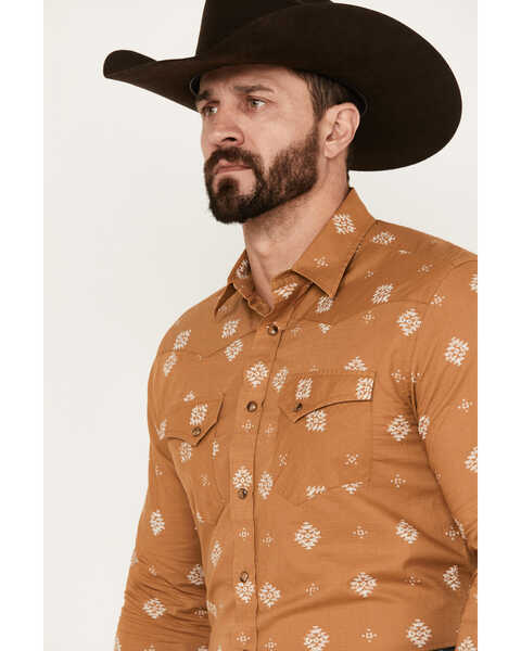 Image #2 - Pendleton Men's Laramie Diamond Print Long Sleeve Western Snap Shirt, Pecan, hi-res