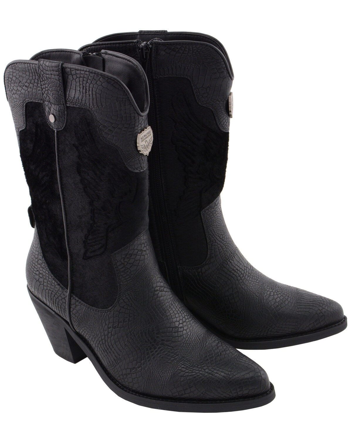 Image #10 - Milwaukee Leather Women's Snake Print Western Boots - Round Toe, Black, hi-res