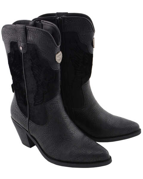 Image #10 - Milwaukee Leather Women's Snake Print Western Boots - Pointed Toe, Black, hi-res