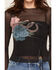 Image #3 - Ash & Violet Women's Floral Mesh Long Sleeve Top, Black, hi-res
