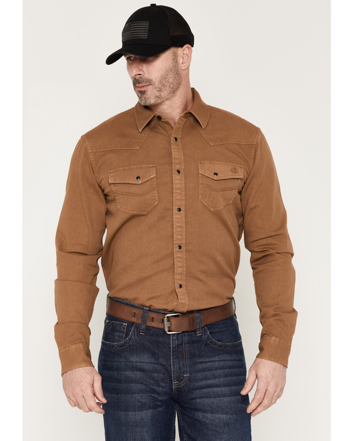 Cody James Men's FR Medora Long Sleeve Snap Western Work Shirt, Khaki, hi-res