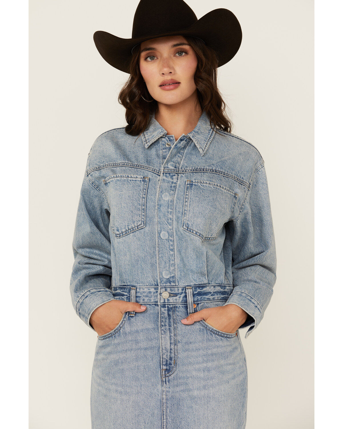 Image #3 - Levi's Premium Women's Light Wash Western Denim Midi Dress, Light Wash, hi-res
