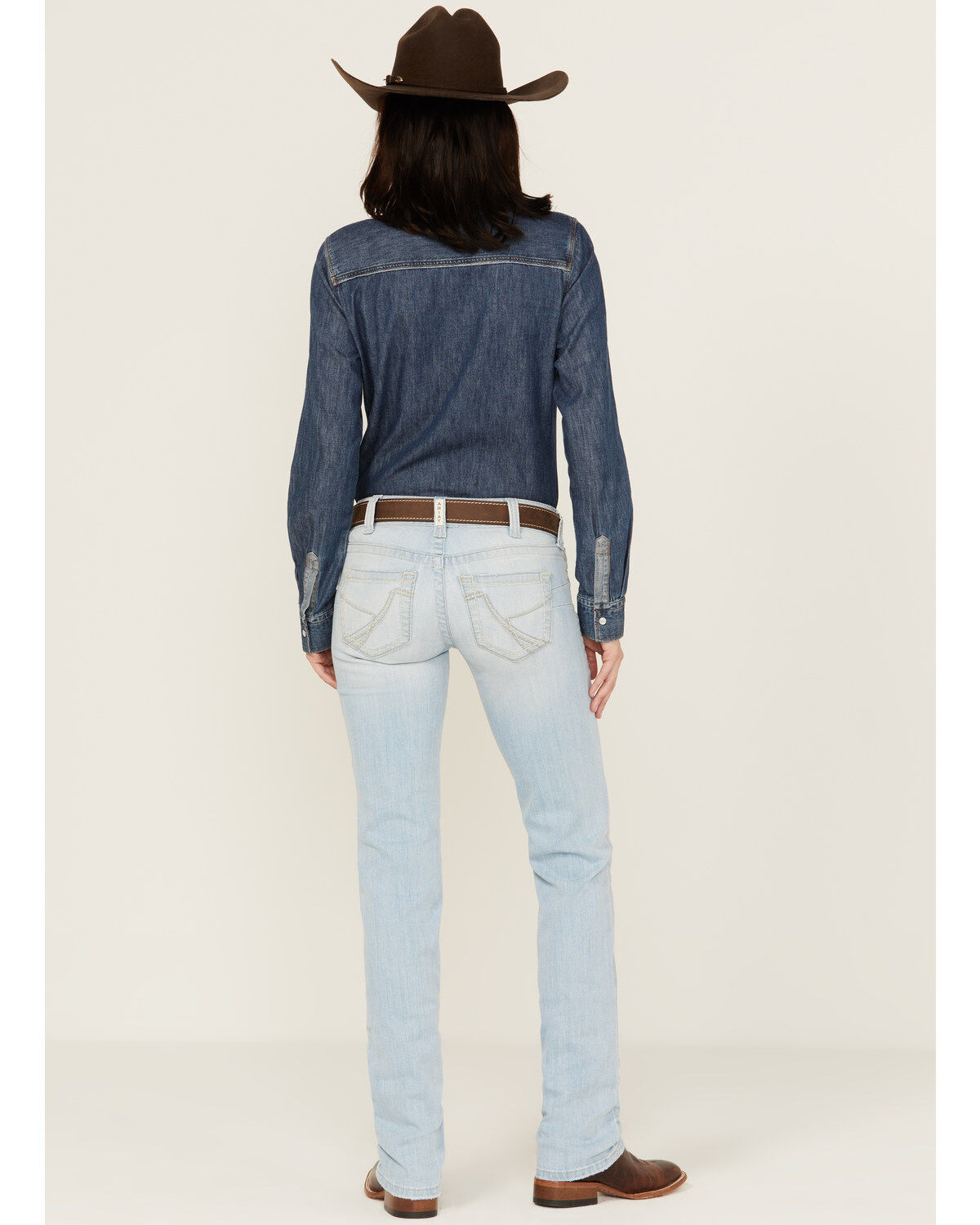 Image #3 - Ariat Women's Light Wash Zayla Low Rise Straight Leg Stretch Denim Jeans, Light Wash, hi-res