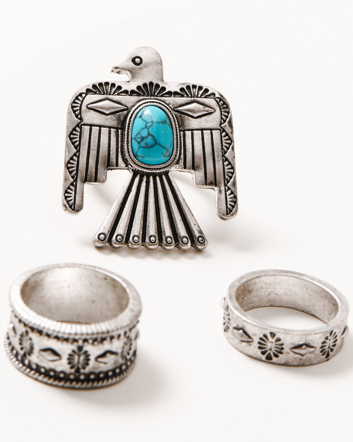 Idyllwind Women's Myrtle Thunderbird Ring Set - 3 Piece, Turquoise, hi-res