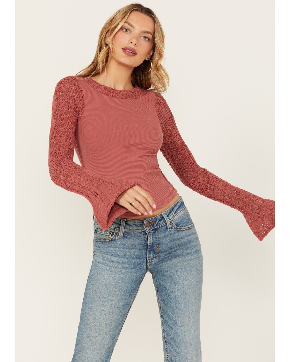 Free People Women's Cuffing Season Top, Pink, hi-res