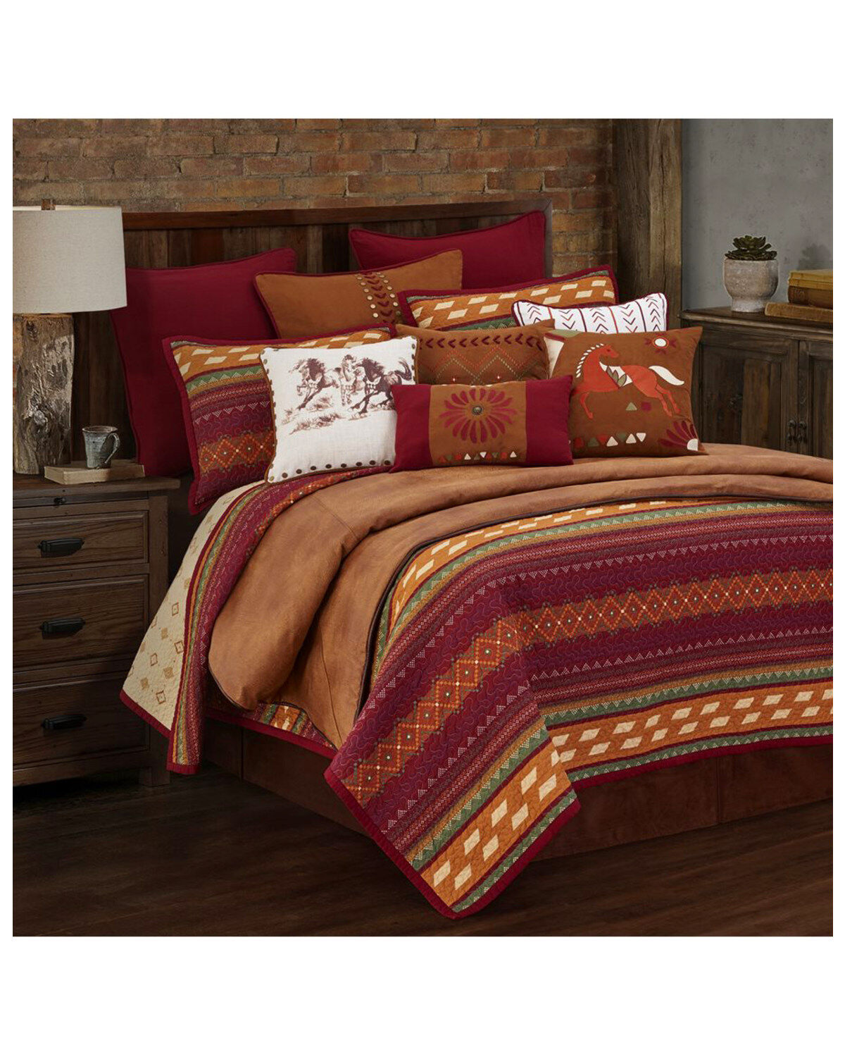 Image #1 - HiEnd Accents King Reversible Solace Quilt Set - 3 Piece, Red, hi-res