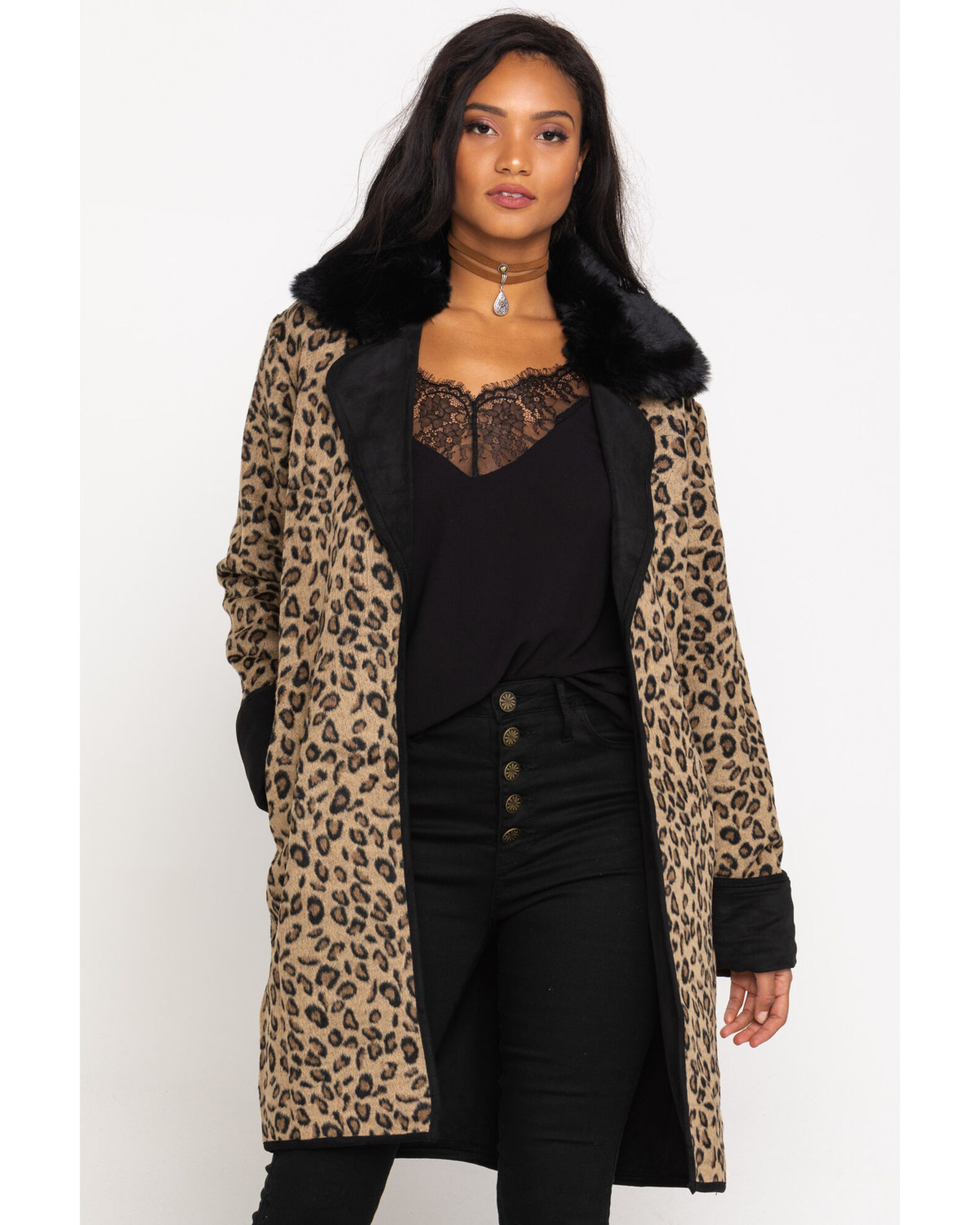 Leopard print longline jacket sales