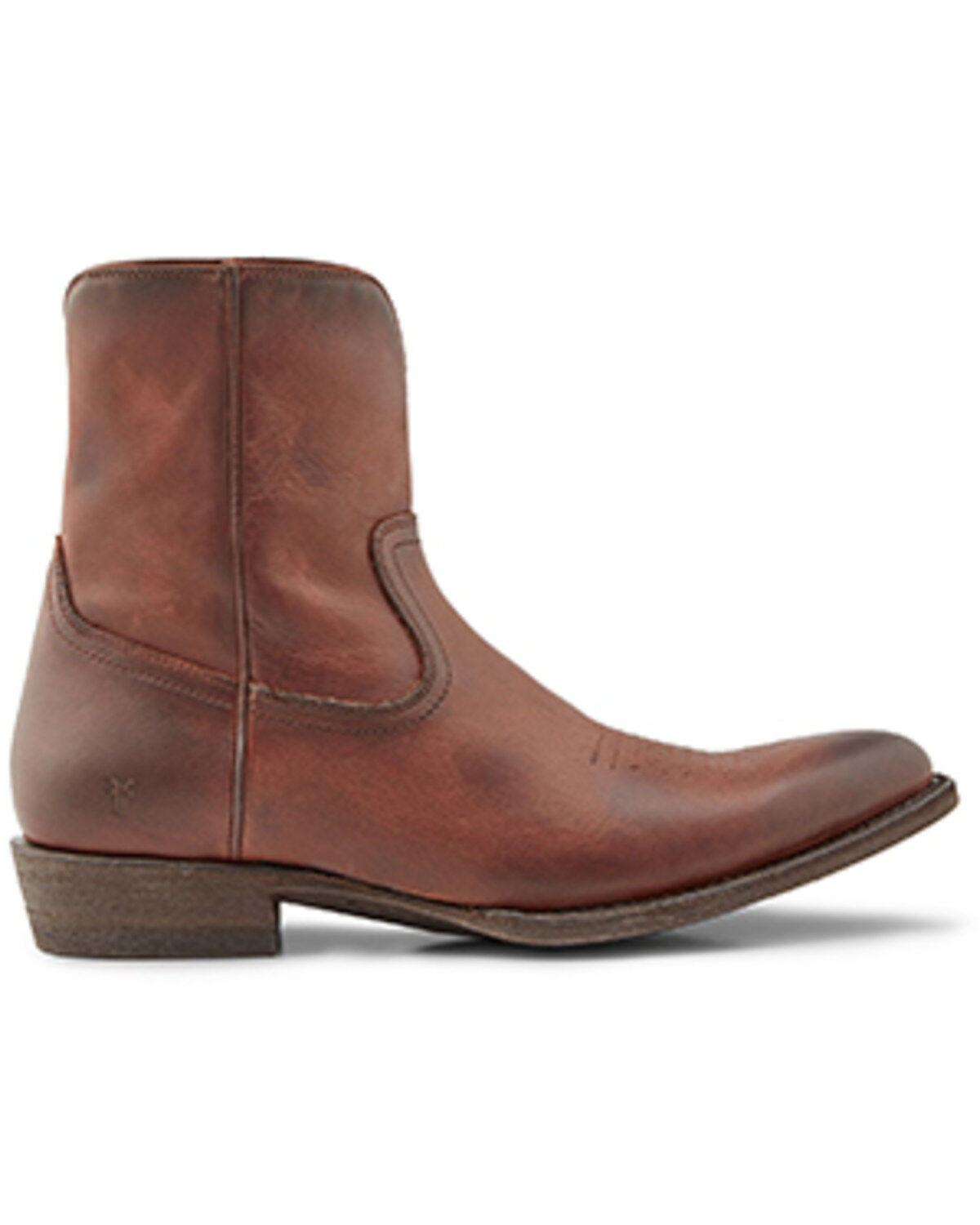 Image #2 - Frye Men's Austin Inside Zip Ankle Boots - Round Toe, Cognac, hi-res