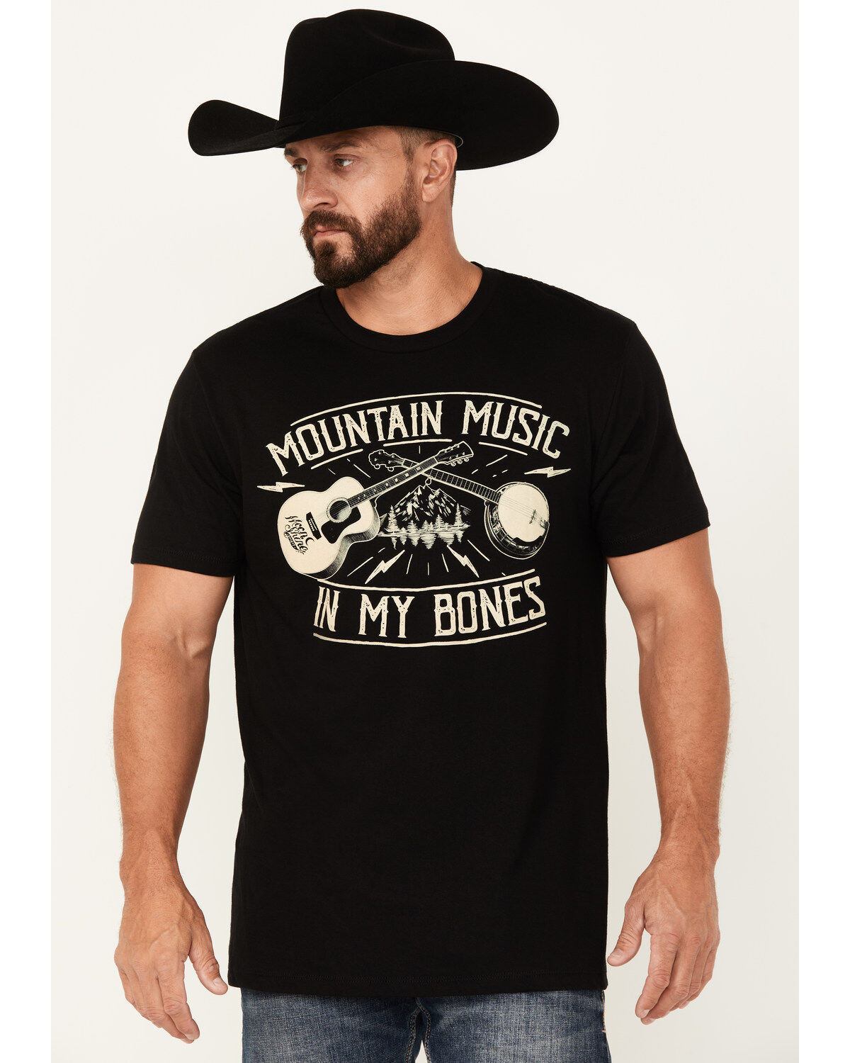 Image #1 - Moonshine Spirit Men's Blue Grass Short Sleeve Graphic T-Shirt, Black, hi-res