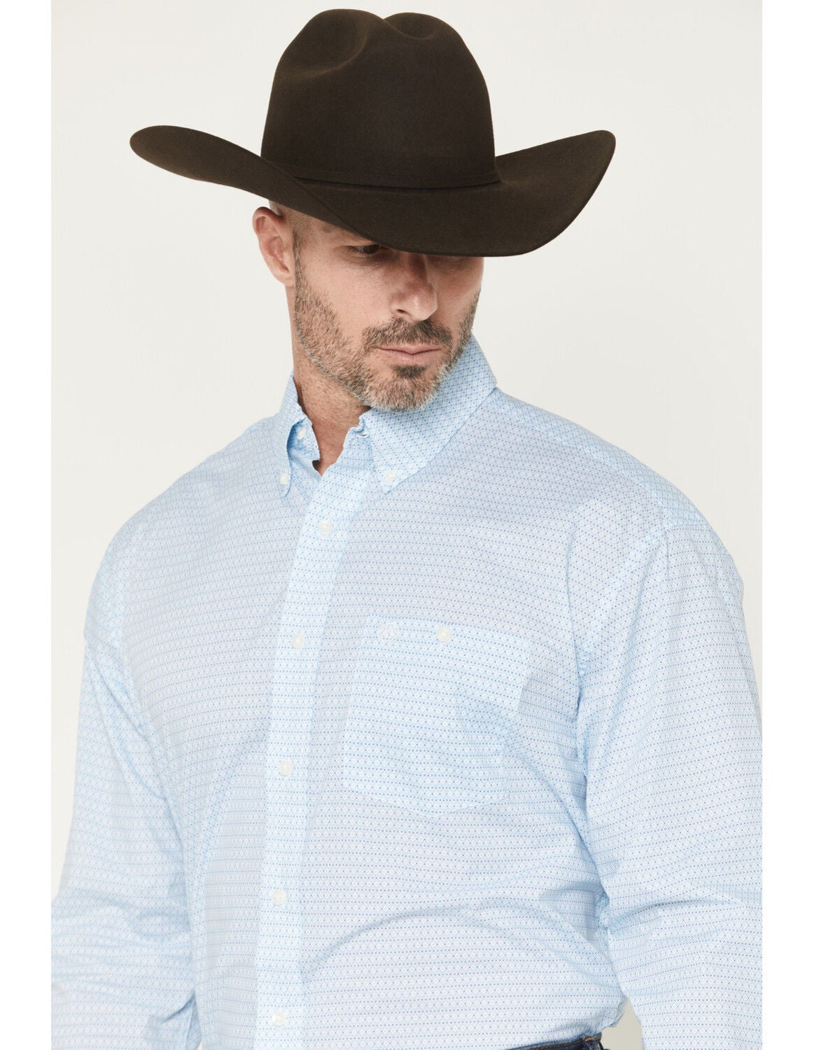 Image #2 - Wrangler Men's Geo Print Long Sleeve Button-Down Stretch Western Shirt - Big, Blue, hi-res
