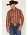 Image #1 - Ely Walker Men's Wallpaper Floral Print Long Sleeve Pearl Snap Western Shirt, Rust Copper, hi-res