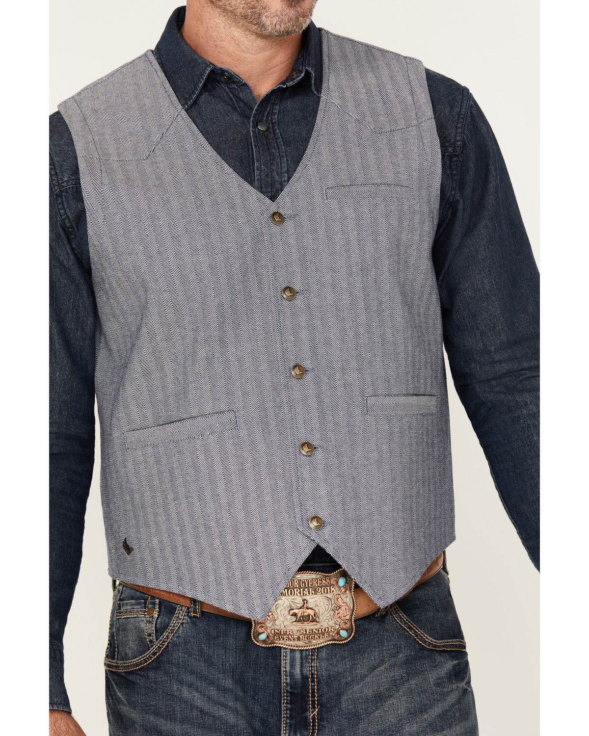 Image #3 - Cody James Men's St Louis Herringbone Vest, Dark Blue, hi-res