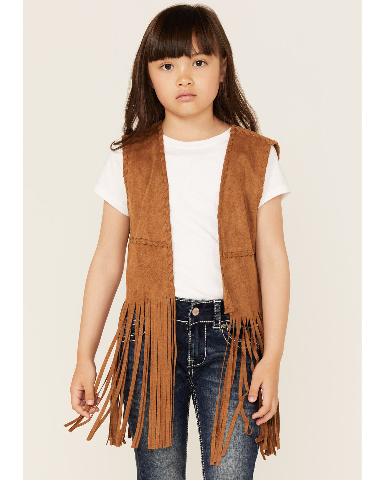 Fornia Little Girls Fringe Faux Suede Vest