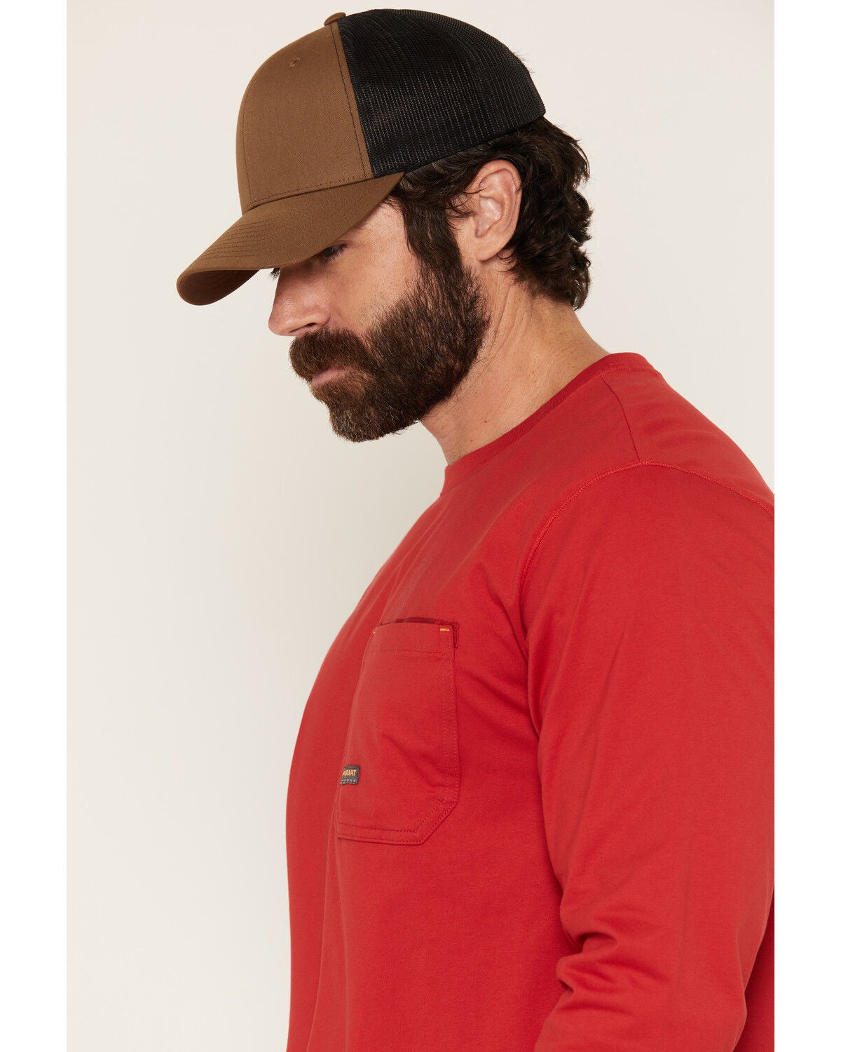 Image #3 - Ariat Men's Rebar Workman Reflective Flag Long Sleeve T-Shirt, Red, hi-res