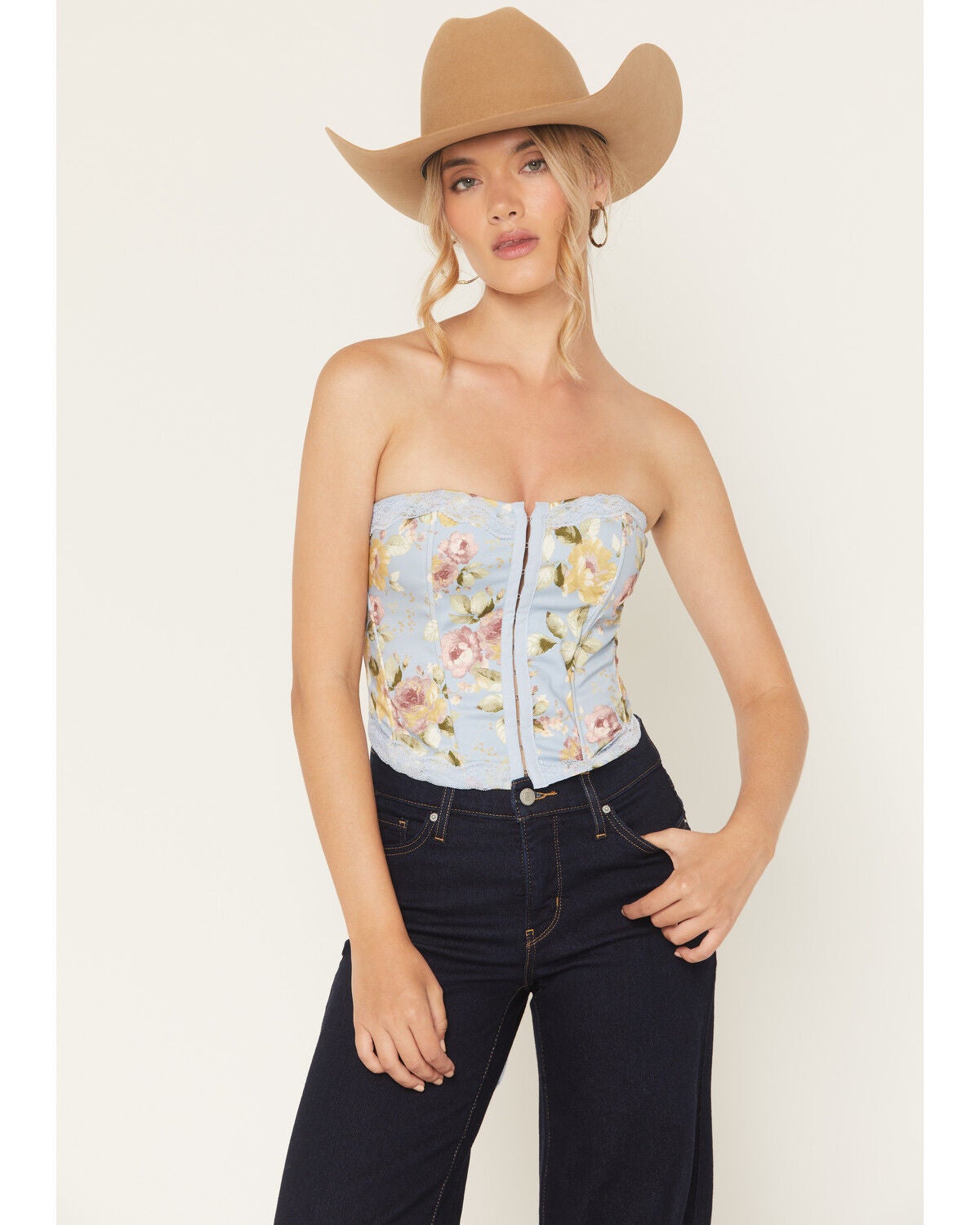 Originality Women's Boot Barn Exclusive Tapestry Sweetheart Corset, Blue, hi-res