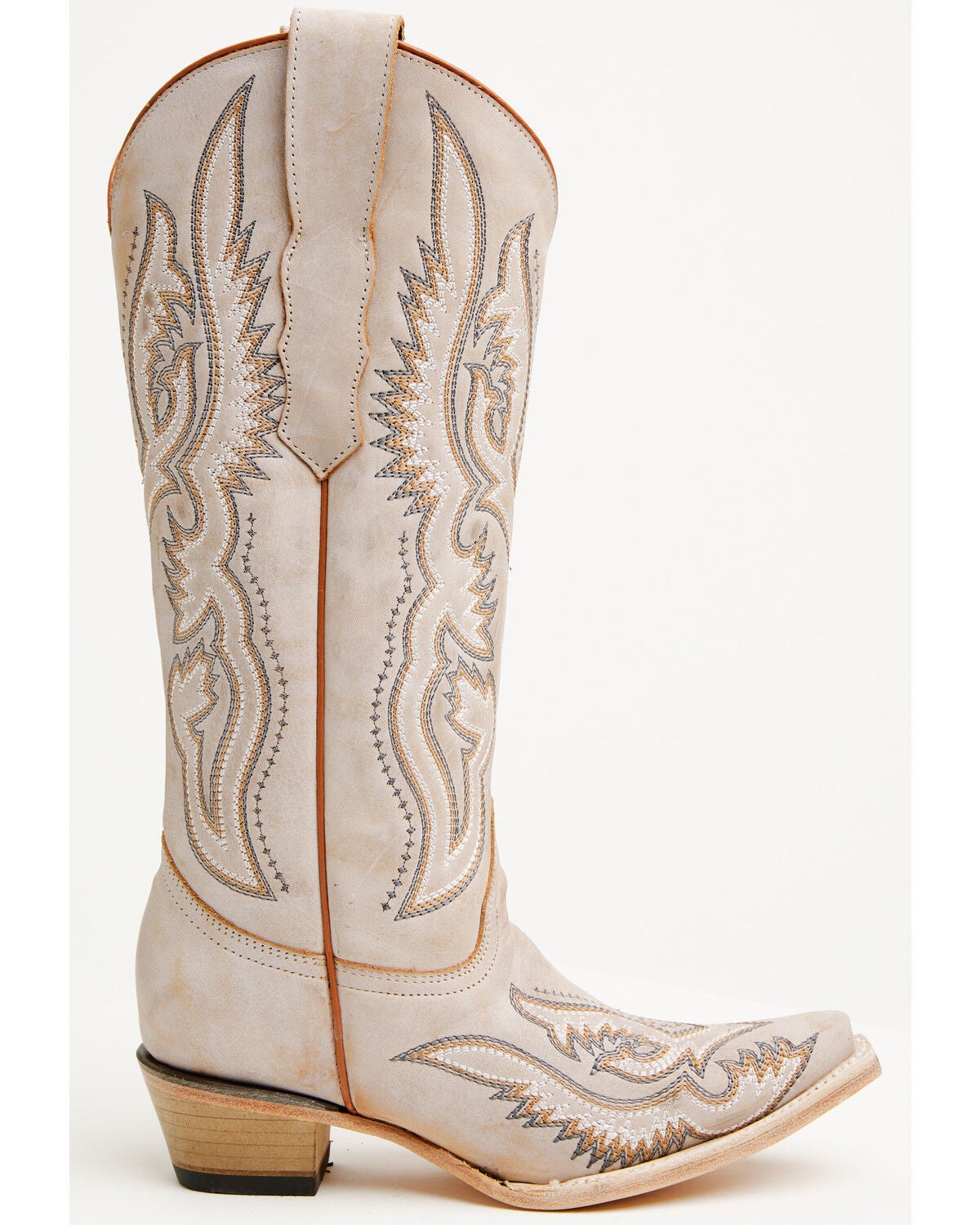 Image #2 - Circle G Women's Triad Embroidered Tall Western Boots - Snip Toe, White, hi-res