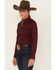 Image #2 - RANK 45® Women's Heritage Solid Long Sleeve Snap Stretch Riding Shirt, Burgundy, hi-res