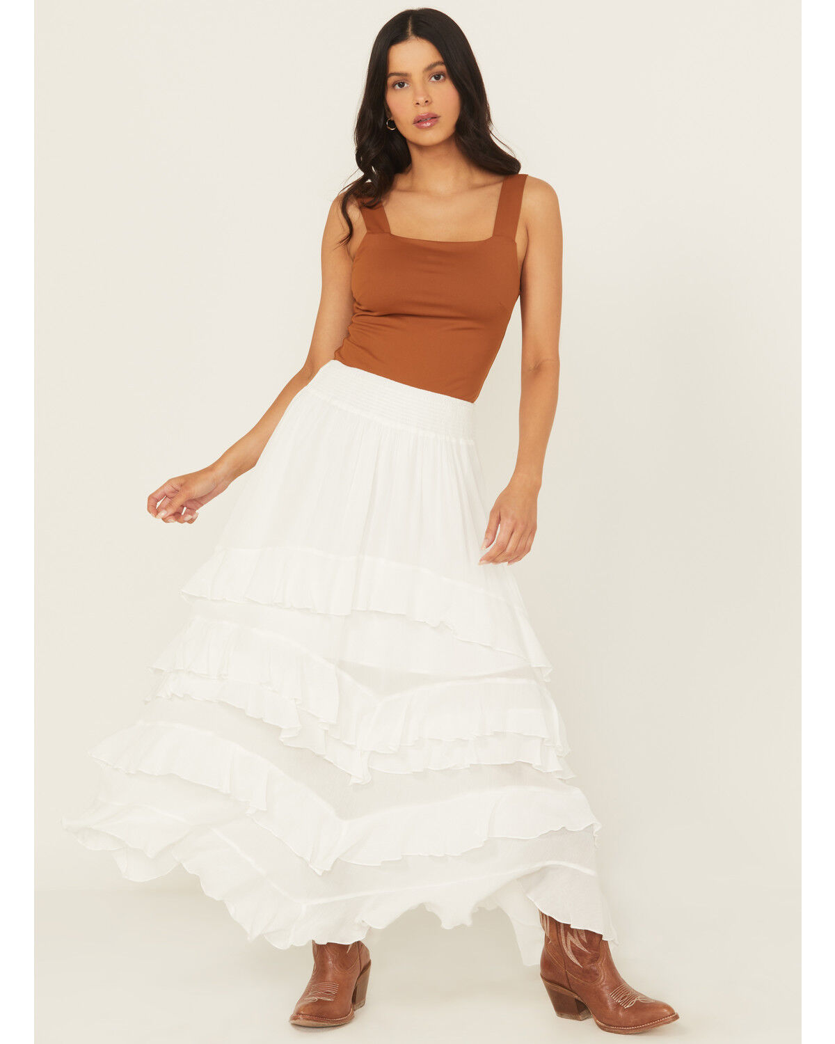 Product Name:  Blue B Women's Tiered Ruffle Midi Skirt