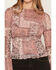 Image #3 - Ash & Violet Women's Floral Print Mesh Long Sleeve Top, Mauve, hi-res