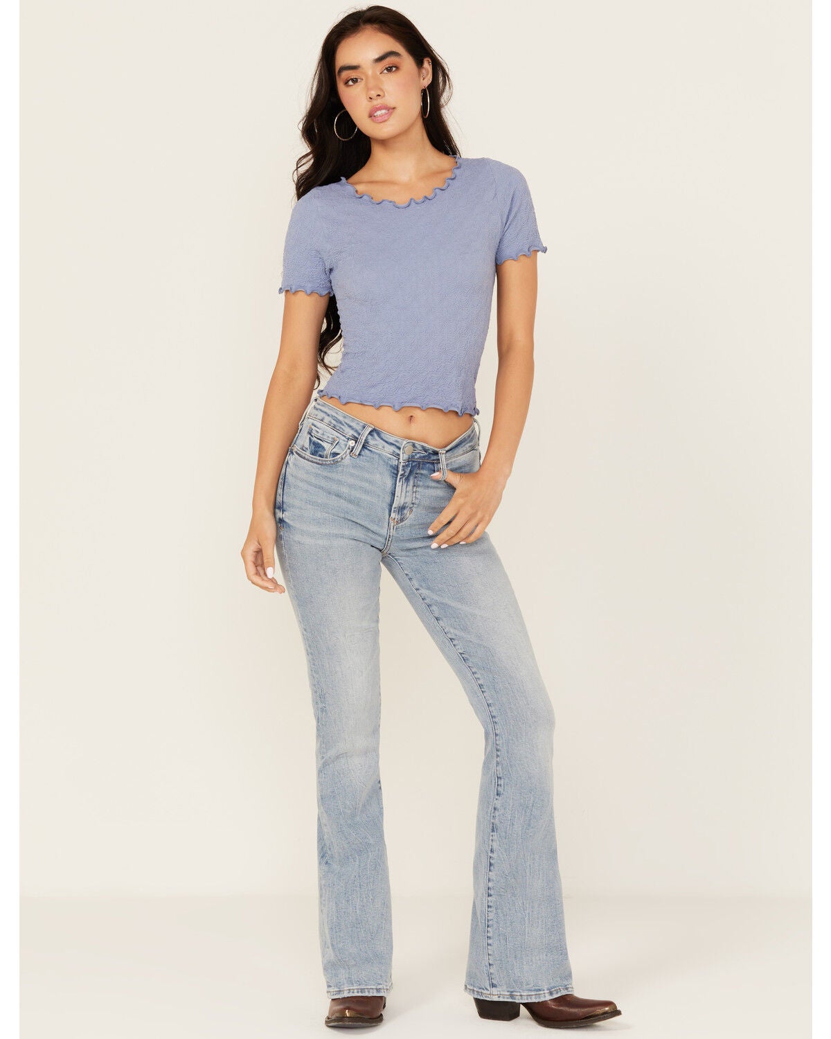Dear John Women's Light Wash Rosa High Rise Flare Stretch Denim Jeans, Light Wash, hi-res