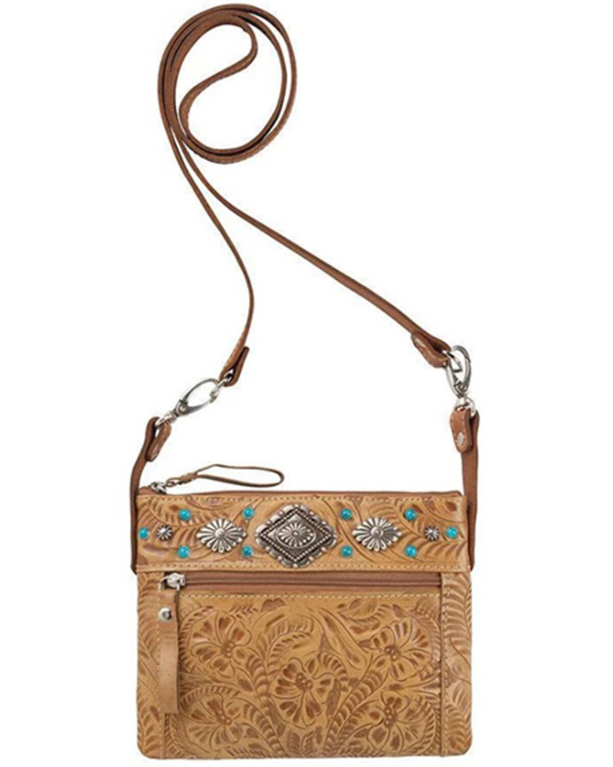 Image #1 - American West Women's Trail Rider Crossbody Bag, Tan, hi-res