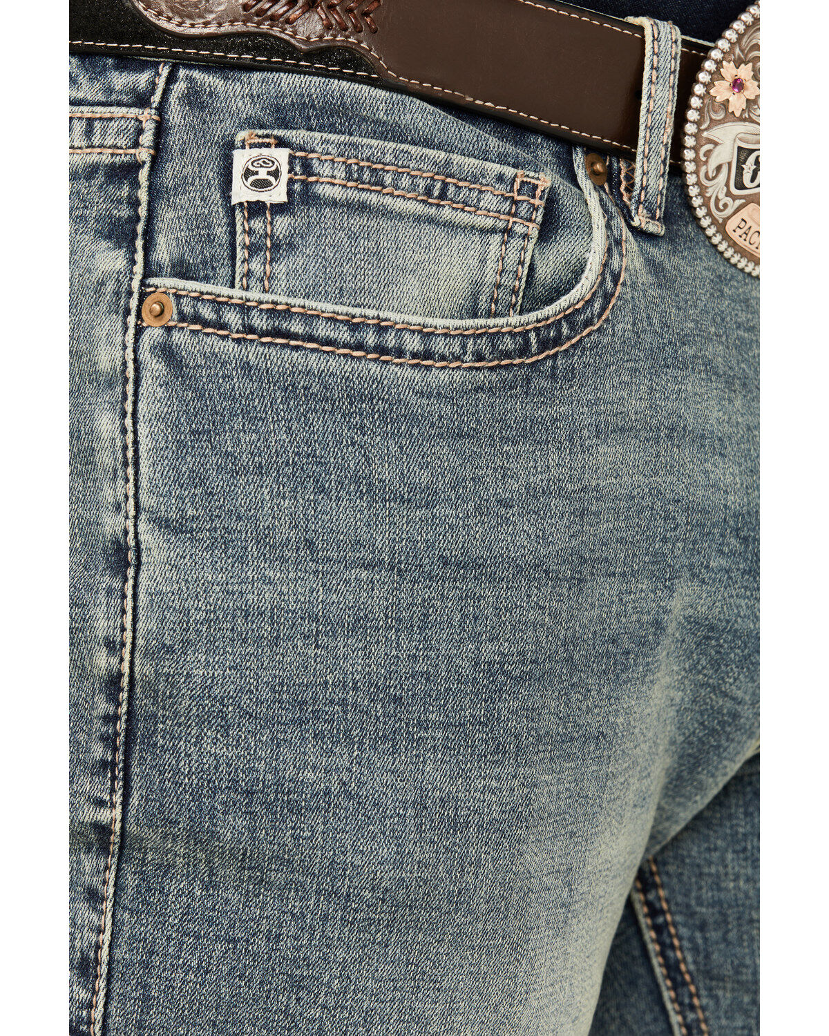 Image #2 - Hooey by Rock & Roll Denim Men's Boot Barn Exclusive Double Barrel Medium Vintage Wash Stackable Bootcut Reflex Denim Jeans, Medium Wash, hi-res