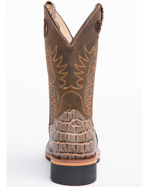 Cody James Boys' Gator Print Western Boots - Wide Square Toe, Brown, hi-res