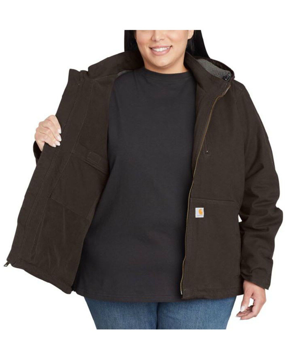 Image #3 - Carhartt Women's Dark Brown Full Swing Caldwell Duck Jacket - Plus, , hi-res