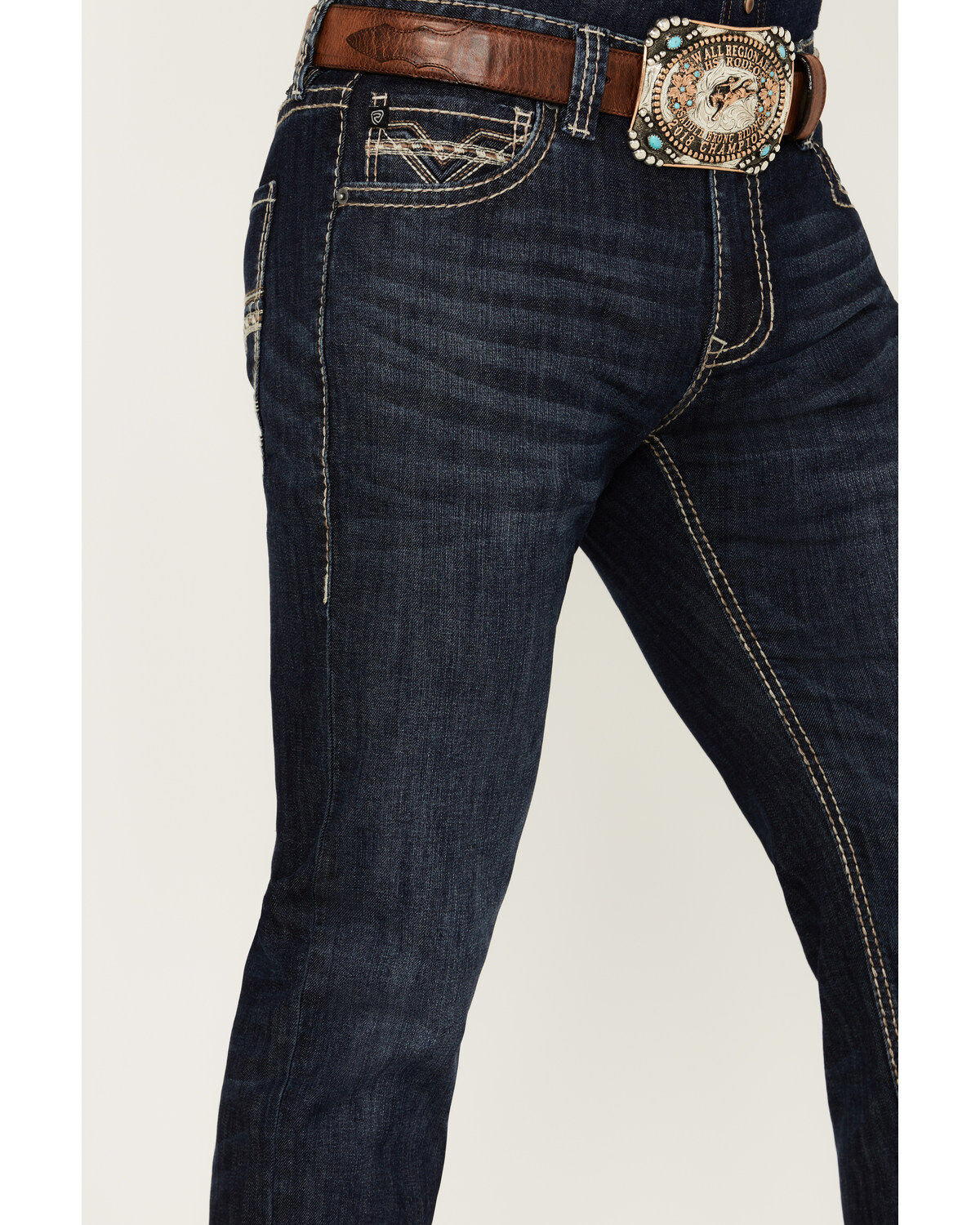 Image #2 - Rock & Roll Denim Men's Rifle Dark Wash Skinny Stretch Denim Jeans, Dark Wash, hi-res