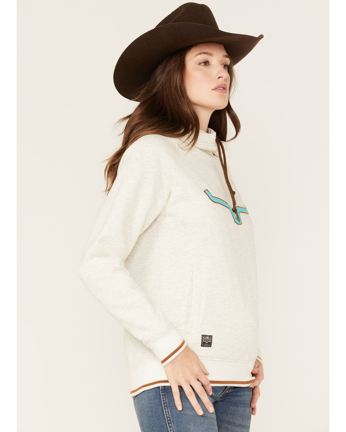 Image #2 - Kimes Ranch Women's Two Scoops Logo Pullover Fleece Hoodie, Oatmeal, hi-res