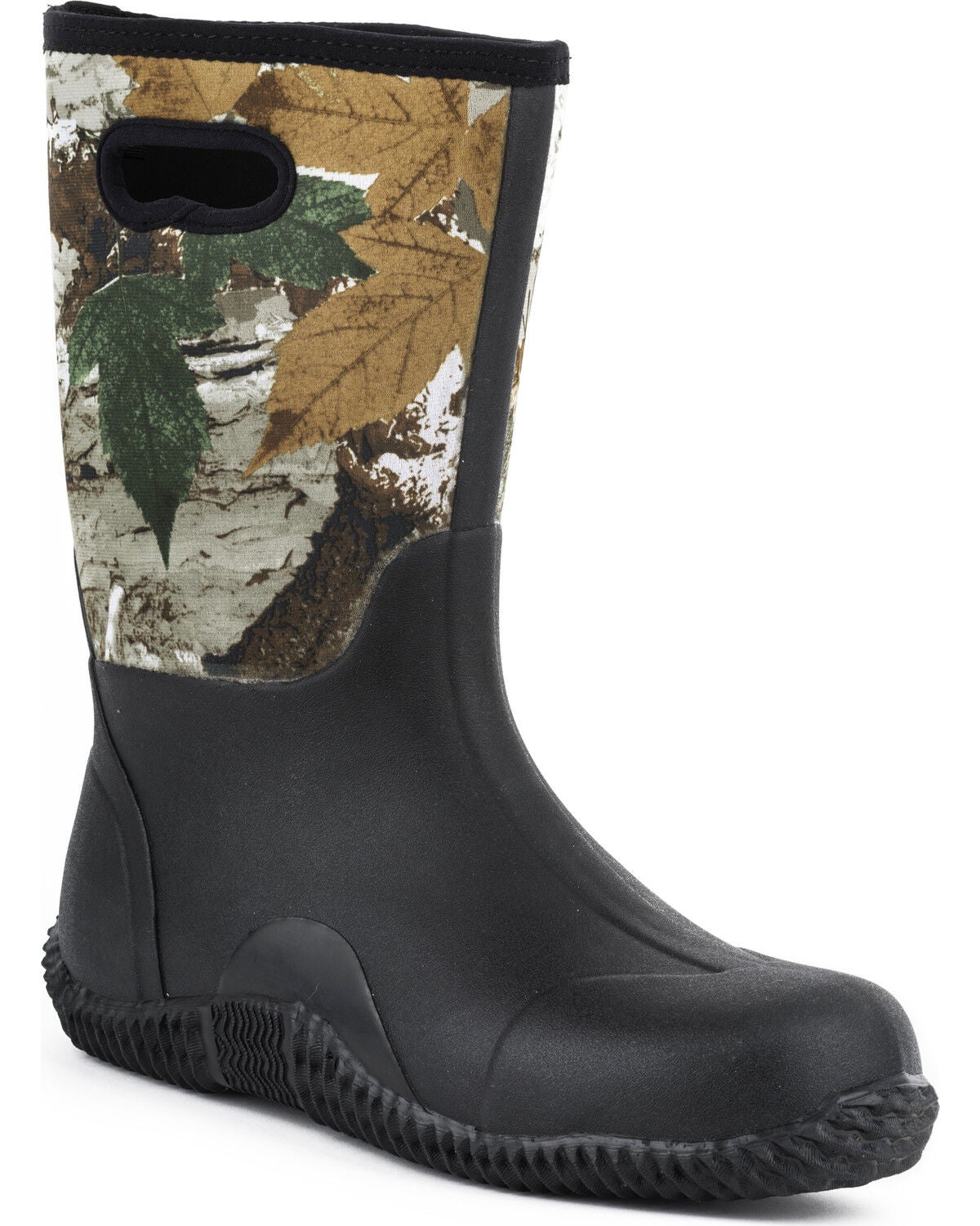 Roper Men's Camo Neoprene Barnyard Work Boots, Black, hi-res