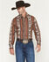 Image #1 - Wrangler Men's Checotah Southwestern Print Long Sleeve Snap Western Shirt, Brown, hi-res