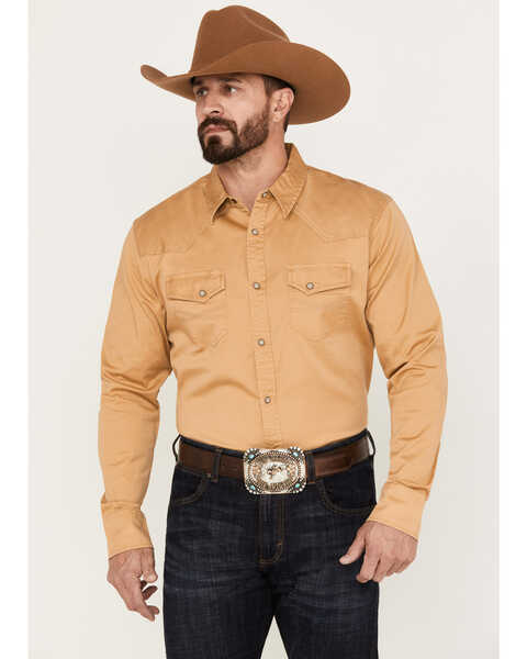 Blue Ranchwear Men's Twill Long Sleeve Work Snap Shirt, Medium Yellow, hi-res