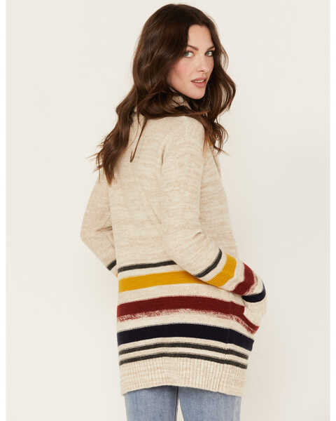 Pendleton Women's Striped Knit Cardigan Sweater, Ivory, hi-res