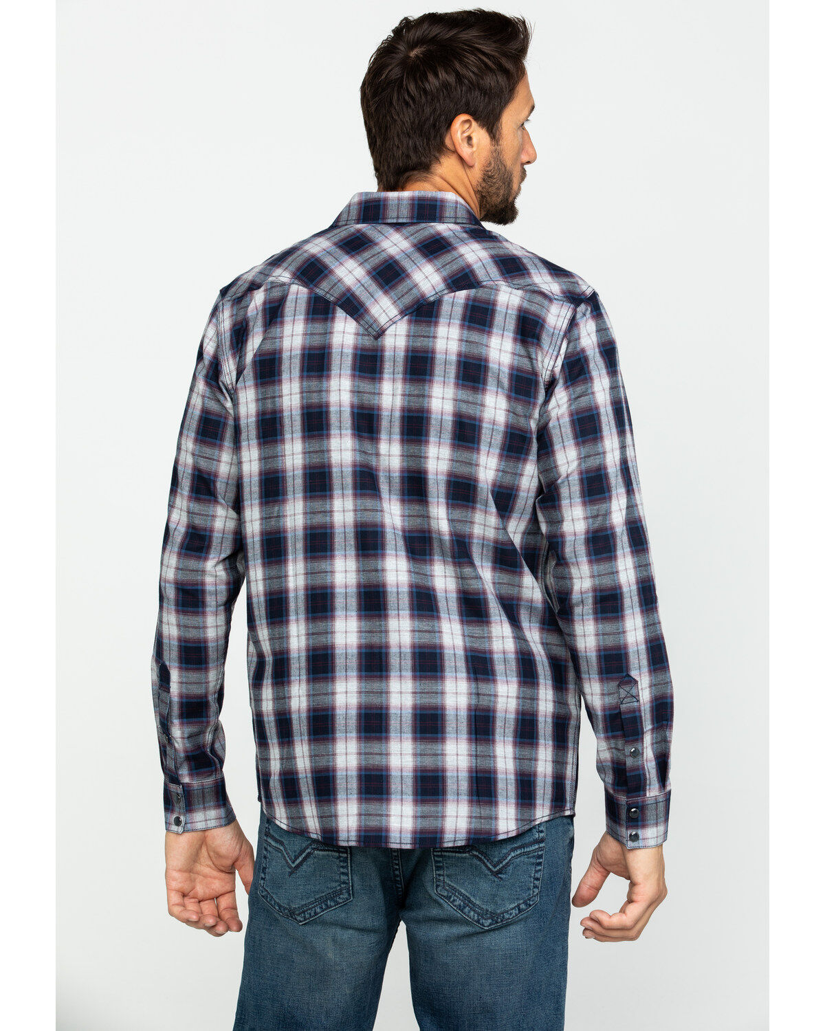 Image #2 - Cody James Men's Plainsman Heathered Plaid Long Sleeve Western Shirt , , hi-res