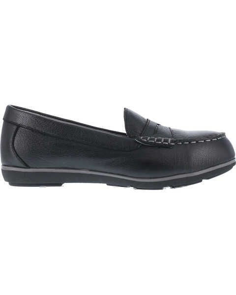 Image #3 - Rockport Women's Top Shore Penny Loafer Shoes - Steel Toe , Black, hi-res