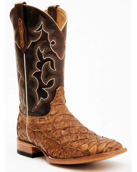 Cody James Men's Exotic Pirarucu Skin Western Boots - Broad Square Toe, Brown, hi-res