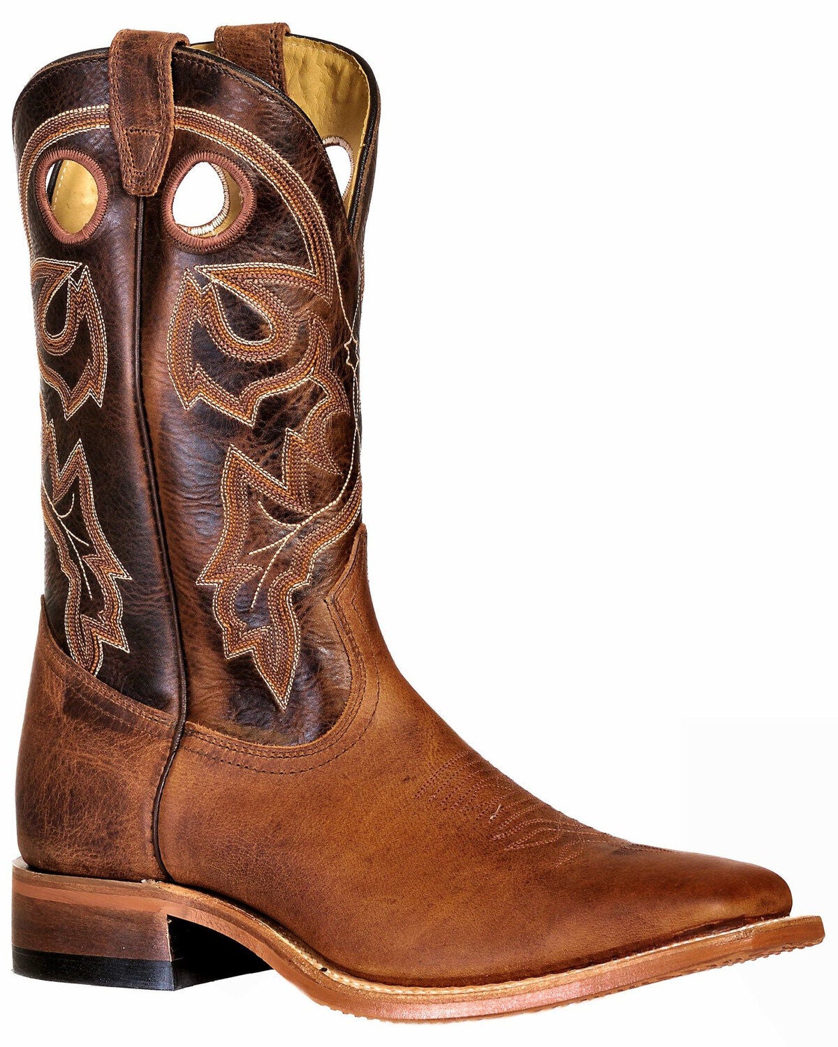 Boulet Men's Wide Square Toe Western Boots, Brown, hi-res