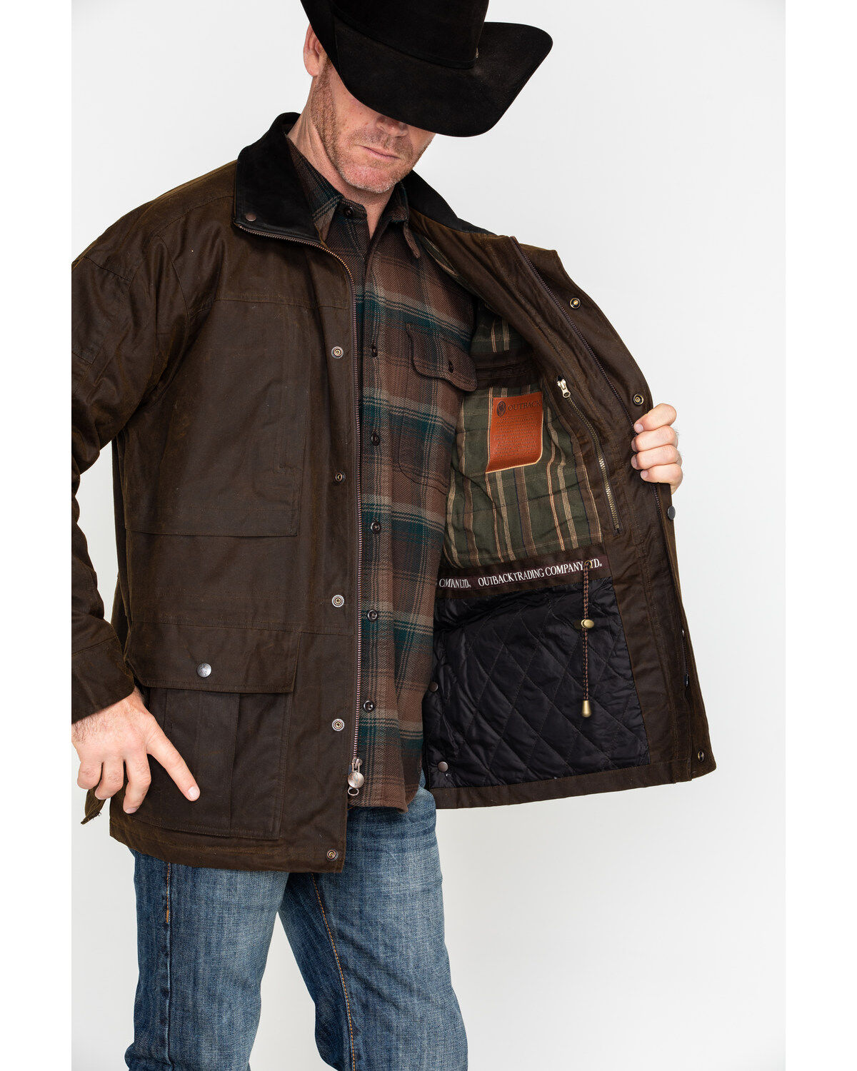 Image #5 - Outback Trading Men's Oilskin Deer Hunter Jacket, Bronze, hi-res