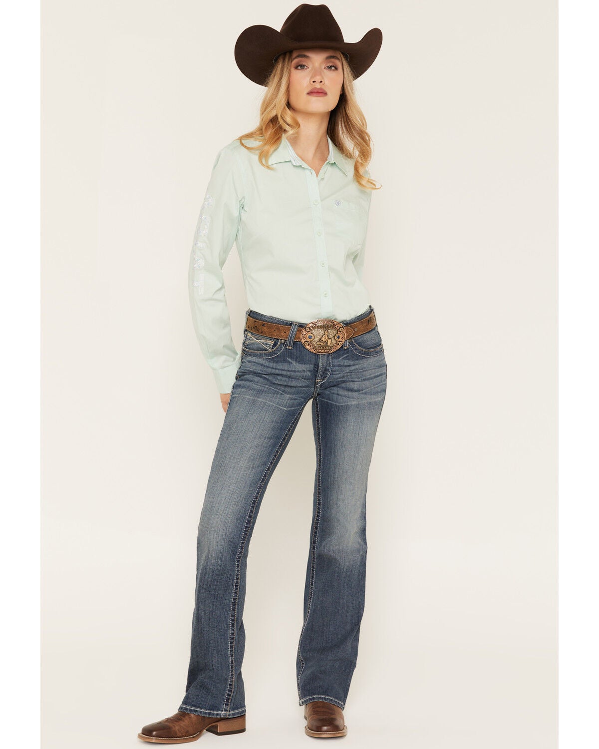 Ariat Women's Rainstorm Boot Cut Riding Jeans, Denim, hi-res