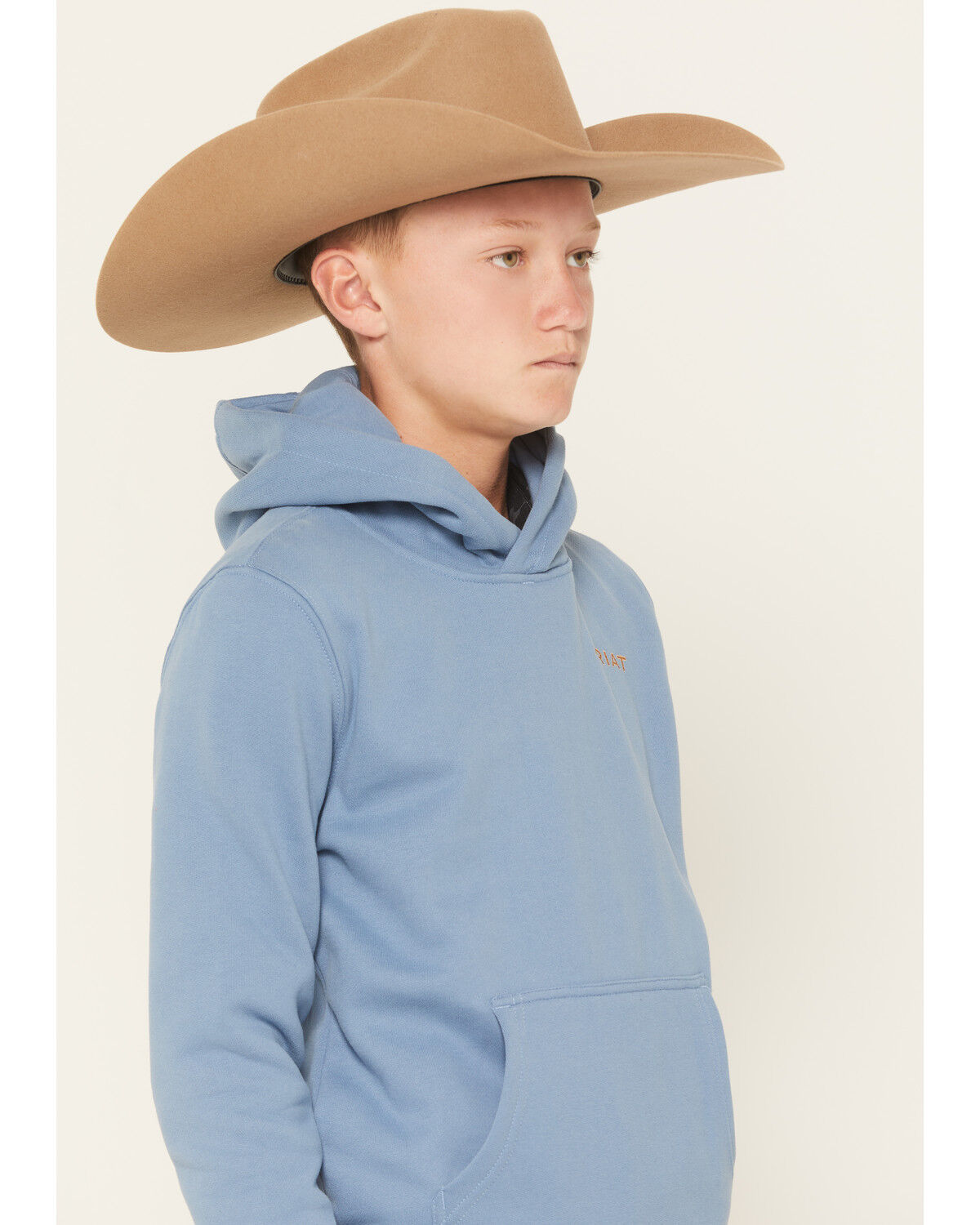 Image #3 - Ariat Boys' Logo Valley Graphic Hooded Sweatshirt, Teal, hi-res