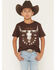 Image #1 - Cody James Boys' USA Steerhead Short Sleeve Graphic T-Shirt, Dark Brown, hi-res