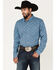 RANK 45 Men's Tie-Down Geo Print Button Down Western Shirt , Blue, hi-res